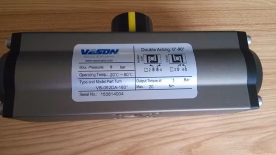 Actuador neumático de doble efecto de 120°, 135°, 180° Válvula de accionamiento neumático Impulsión neumática